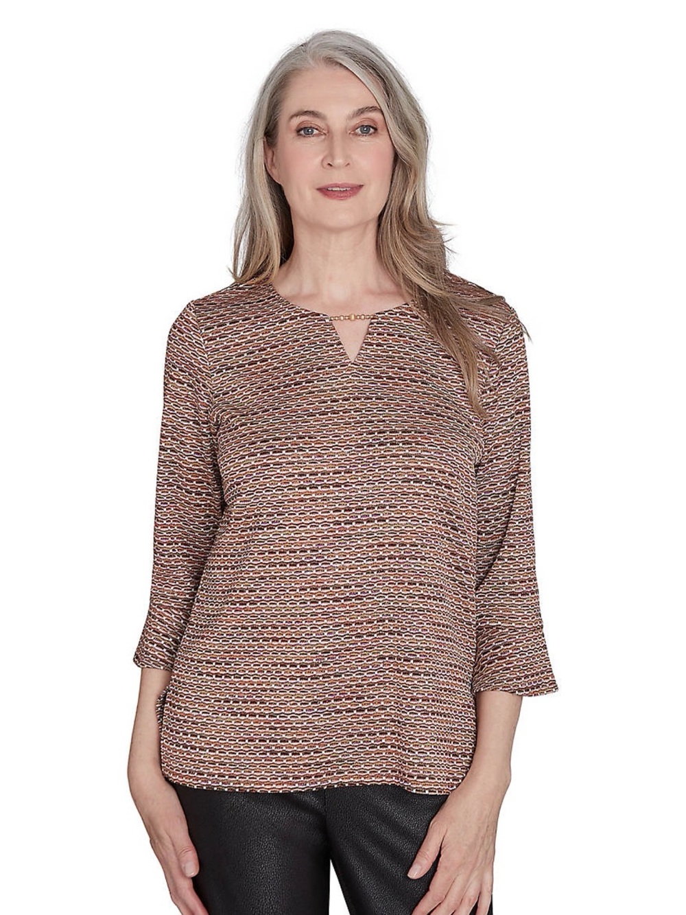 Alfred Dunner Rue Rivoli Textured Space Dye Printed Woven Top Size Medium